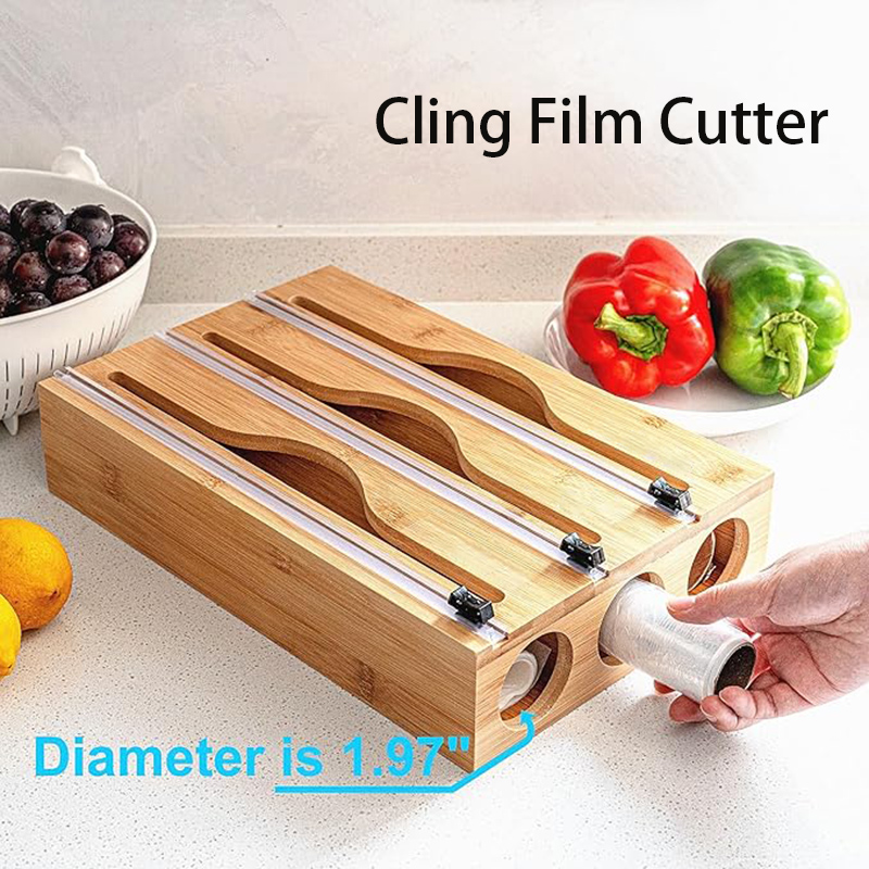 Kitchen Baking Tray Storage - 3 In 1 Bamboo Foil Cling