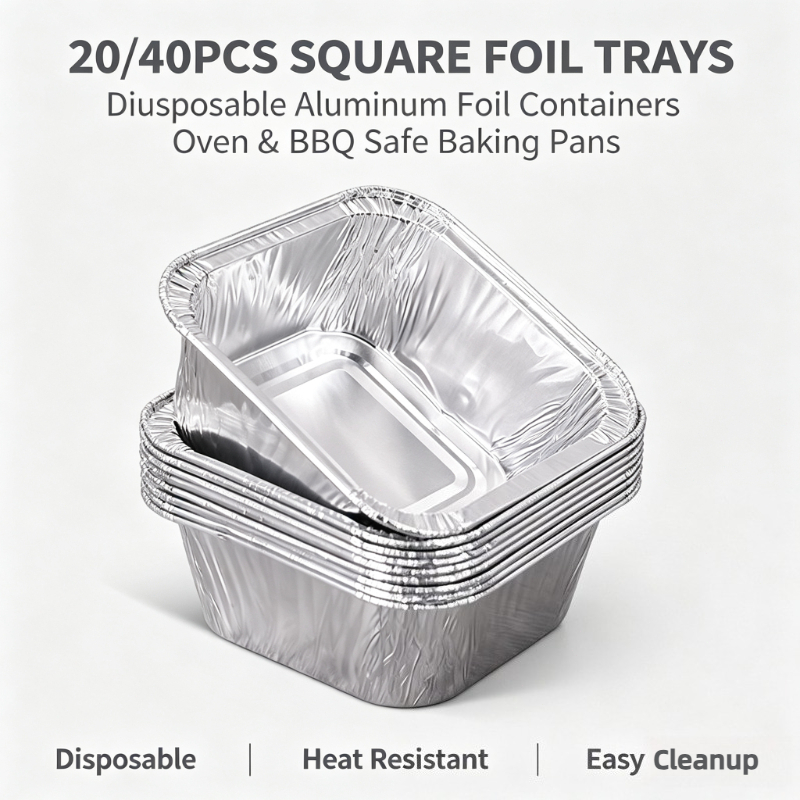 Kitchen Baking Pan Storage - 20/40Pcs Square Disposable Aluminum Foil Trays