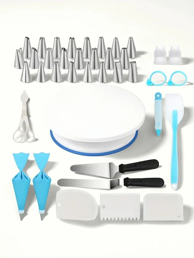 Offset Spatula Set - Cake Turntable Leveler Rotating Stand Non
