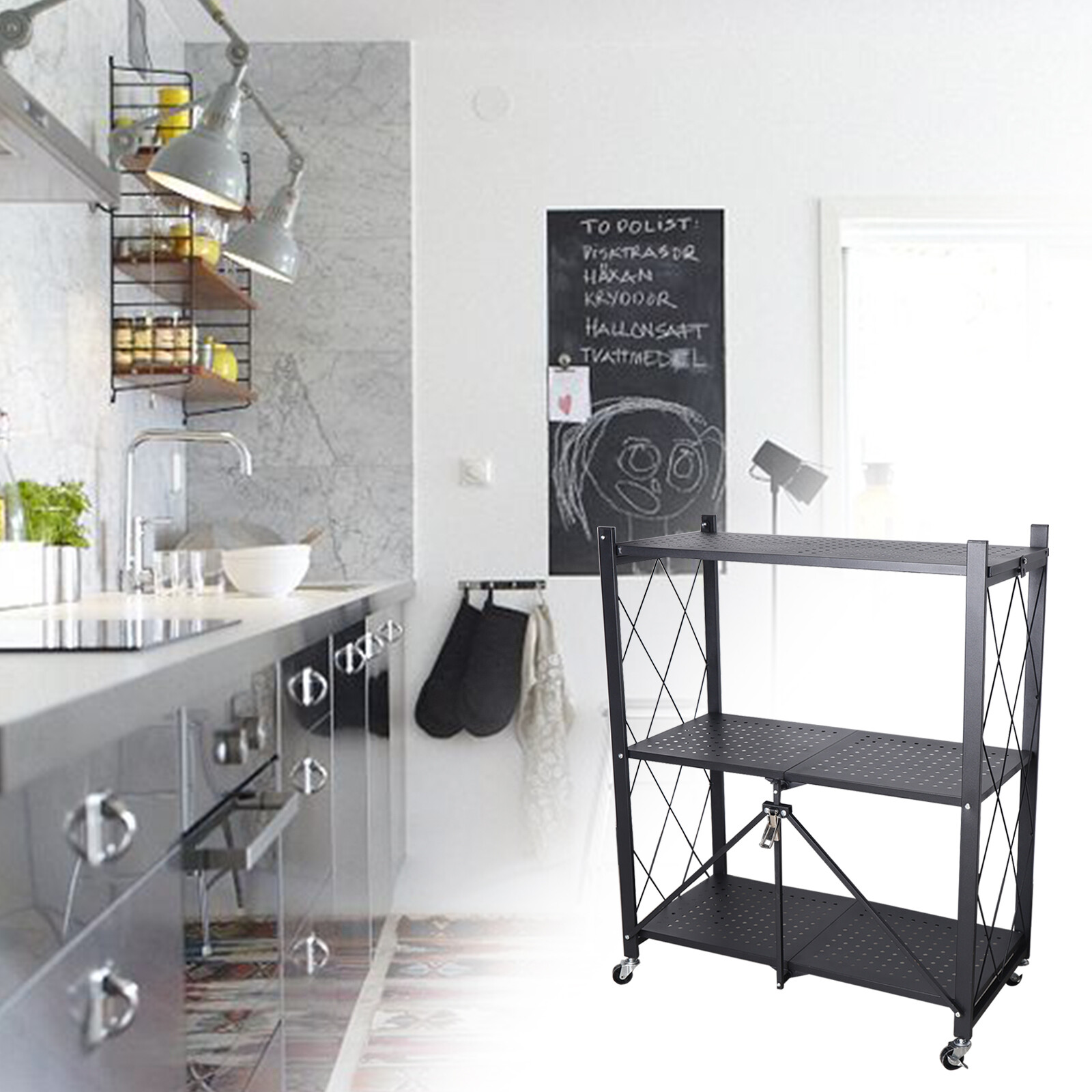 Kitchen Baking Cart - 3 Layer Movable Storage Cart, Extra