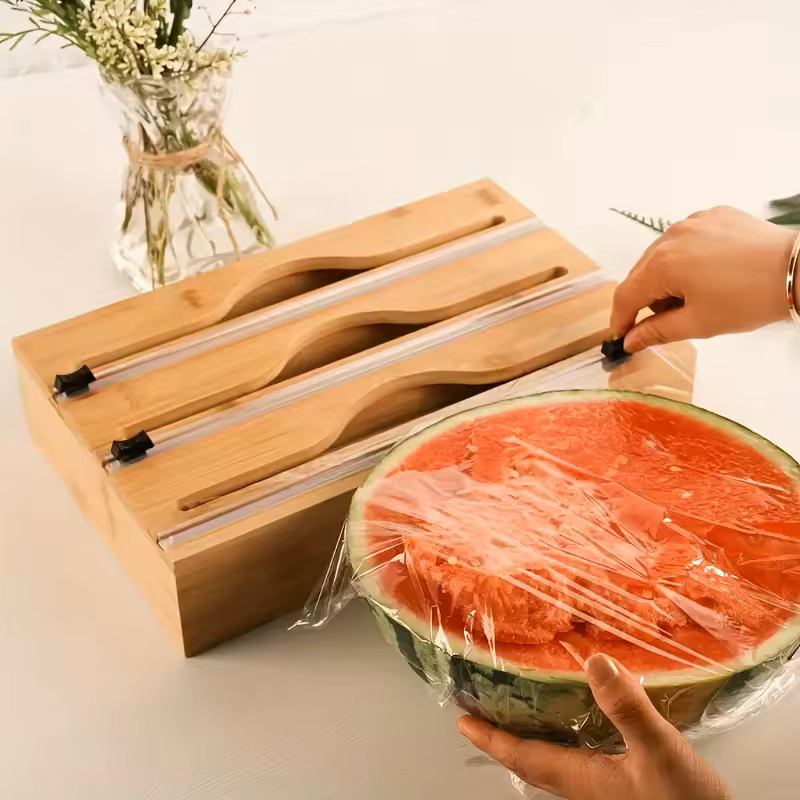 3 In 1 Bamboo Foil Cling Film  - огляд і ціна Kitchen Baking Tray Storage