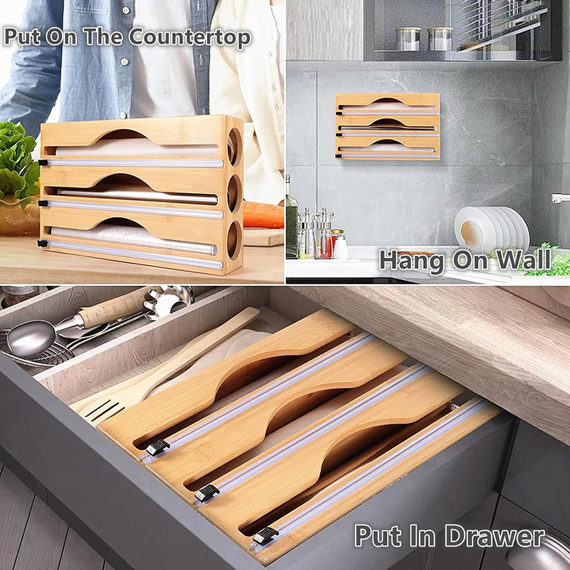 3 In 1 Bamboo Foil Cling Film  - огляд і ціна Kitchen Baking Tray Storage
