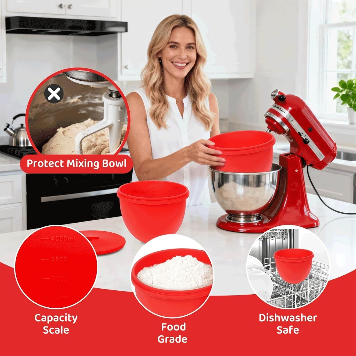 Silicone Mixer Bowl Liner with - огляд і ціна Kitchen Baking Aid