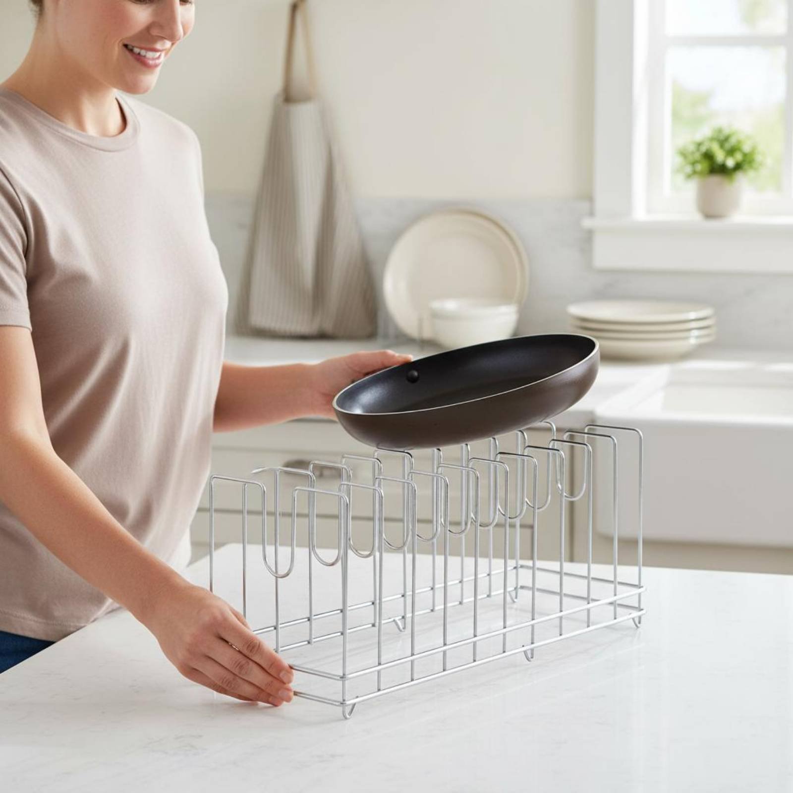 Pizza Pan Rack Space Saving Ba - огляд і ціна Kitchen Baking Pan Storage