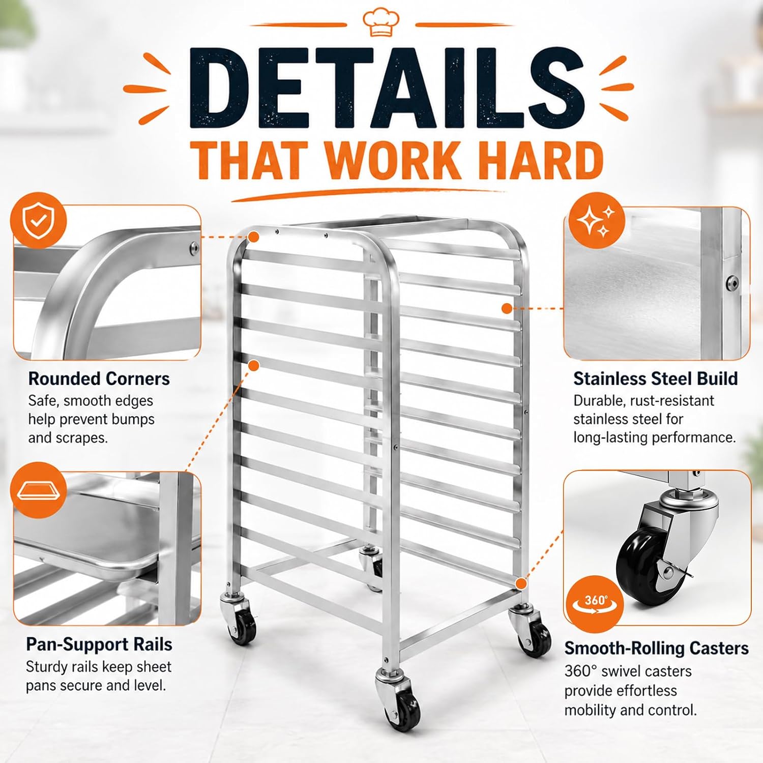 10 Tier Stainless Steel Sheet  - огляд і ціна Kitchen Baking Cart