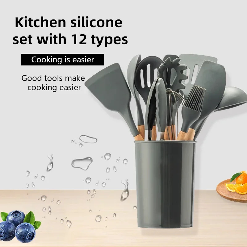 12-piece Set Wooden Handle Sil - огляд і ціна Kitchen Baking Pan Storage