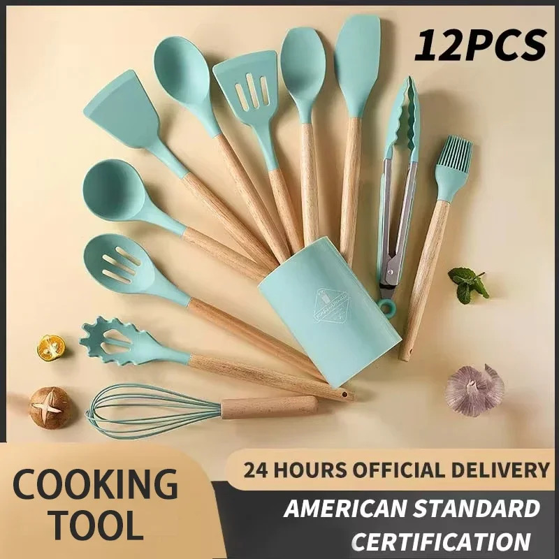 12-piece Set Wooden Handle Sil - огляд і ціна Kitchen Baking Pan Storage