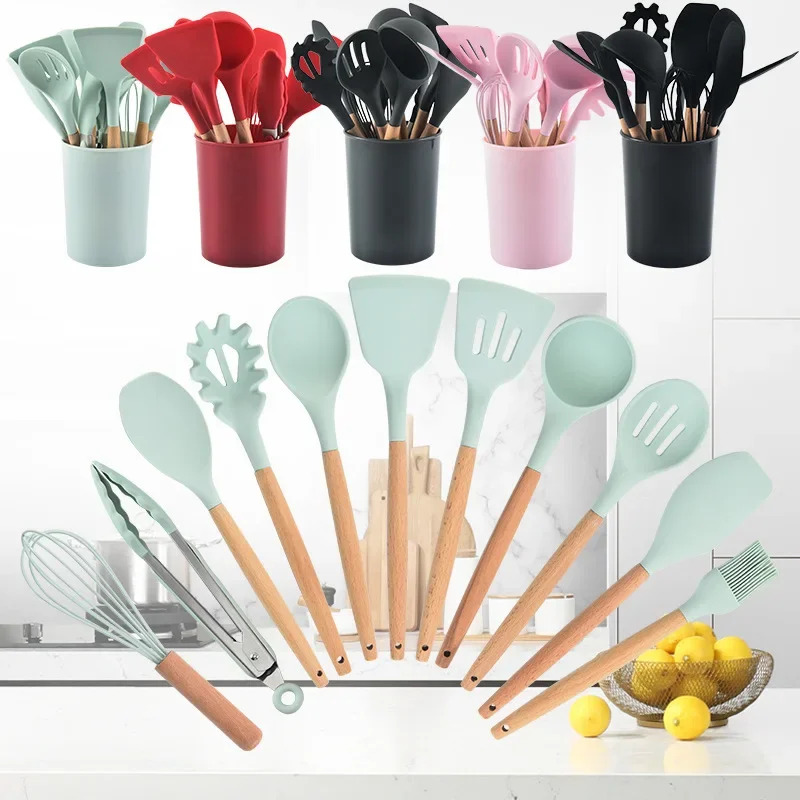 12-piece Set Wooden Handle Sil - огляд і ціна Kitchen Baking Pan Storage